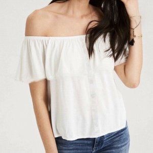 American Eagle Off The Shoulder Top (XS) - White/Cream